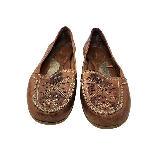 Thom McAn Floral Print Leather Slip On Loafers Shoes Round Toe Red Size 8.5 - Picture 3 of 9